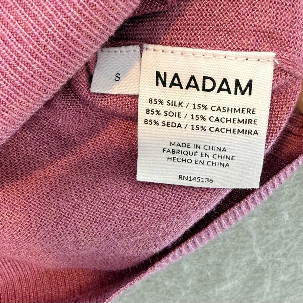 NAADAM -women’s Silk Cashmere crewneck lightweight sweater heather pink top SZ S - Picture 4 of 5